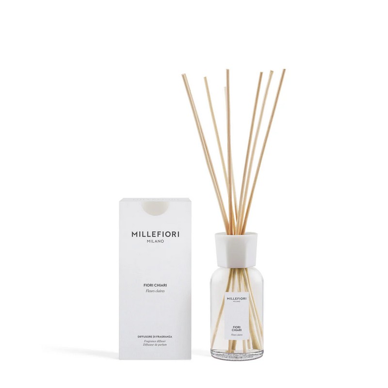 Diffusore di fragranza Millefiori Fiori Chiari da 100 ml con bastoncini